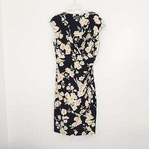 Lauren Ralph Lauren Blue w/ Yellow Floral Sheath Dress Women's Size 6 Pre-owned
